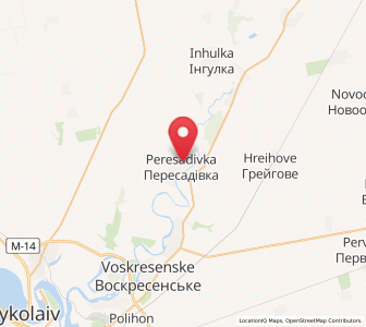 Map of Peresadivka, Mykolaiv