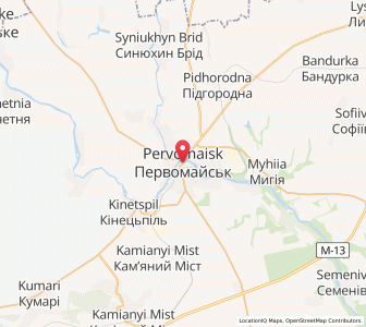 Map of Perwomajsk, Mykolaiv
