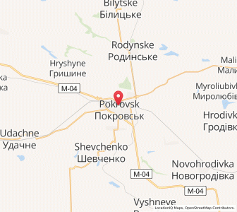 Map of Pokrowsk, Donetsk
