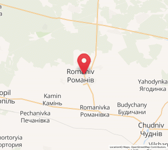 Map of Romaniv, Zhytomyr