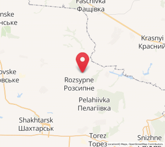 Map of Rozsypne, Donetsk