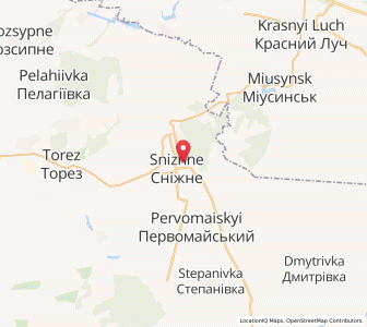 Map of Snizhne, Donetsk