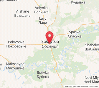 Map of Sosnytsia, Chernihiv