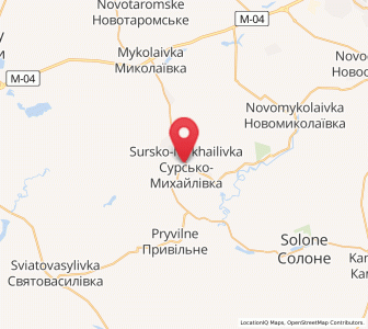 Map of Sursko-Mykhailivka, Dnipropetrovsk