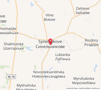 Map of Synelnykowe, Dnipropetrovsk