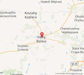 Map of Valky, Kharkiv