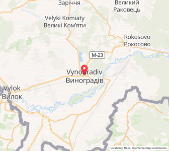 Map of Wynohradiw, Transcarpathia