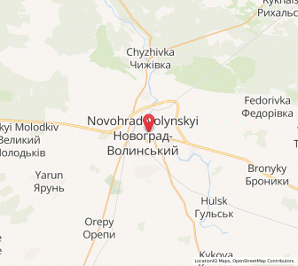 Map of Swjahel, Zhytomyr