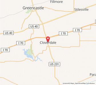 Map of Cloverdale (Indiana), Indiana