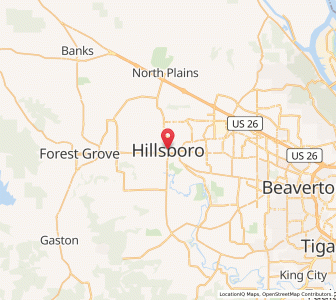 Map of Hillsboro, Oregon