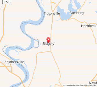 Map of Ridgely, Tennessee