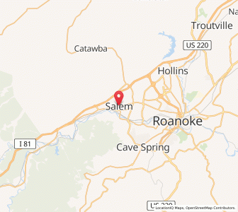 Map of Salem (Virginia), Virginia