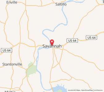 Map of Savannah (Tennessee), Tennessee