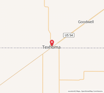 Map of Texhoma, Oklahoma